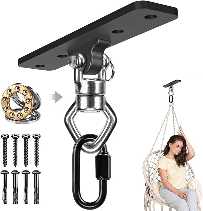 BeneLabel Ceiling Mount Swing Hanger with Bearing 900 LB Capacity Heavy Bag Hanger Stainless Steel Hanging Chair Mount 360° Swing Hardware for Aerial Silks, Punching Bag, Gymnast Ring