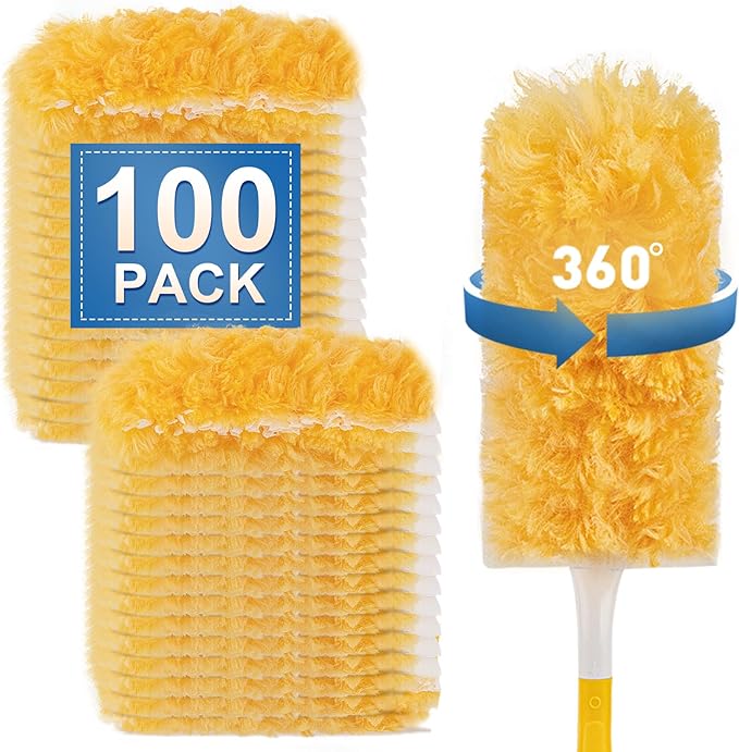 Heavy Duty Duster Refills, Unscented Disposable Dusters Kit for Cleaning Dusting Furniture Blind Ceiling Fan, Multi Surface 360 Feather Duster (100)