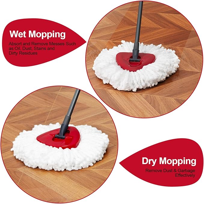 [3 Pack] Mop Replace Heads, Mop Refill Heads Replacements Compatible with O Cedar Spin Mop 1-Tank System- Easy to Replace, Microfiber, Machine Washable