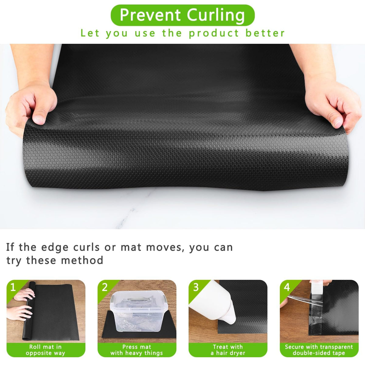 WochiTV Shelf Liner for Cabinets, Drawer 11.8 Inch x 4.9 Feet, Non Adhesive EVA Plastic Waterproof Protectors Mats for Kitchen, Pantry, Bathroom Closet, Cupboard, Black