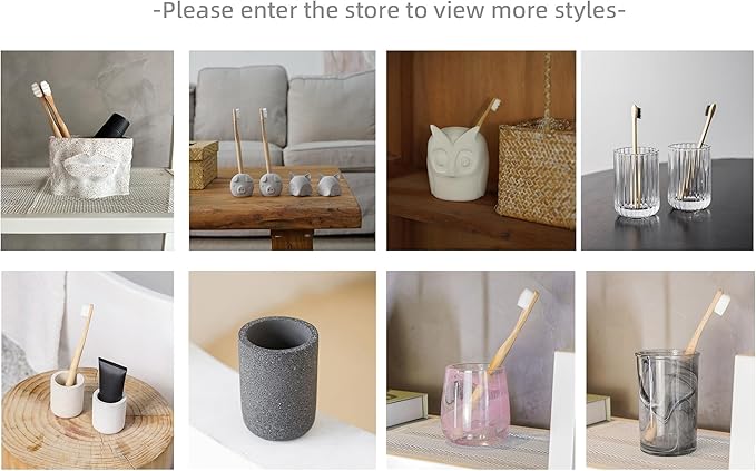 1PC Nordic - Style Textured Concrete Multi - Purpose Toothbrush Holders for Bathroom & Modern Pen Holder for Desk,Cement Toothbrush Stand