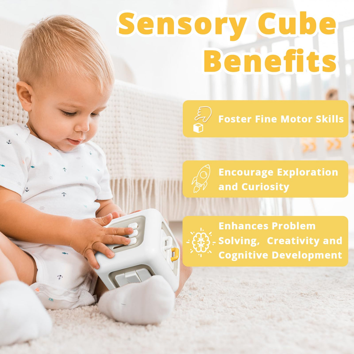 SOCBTNSO Busy Cube Toys for 1 Year Old Boy, Montessori Toys for 1+ Year Old, Travel Sensory Toys for Toddlers 1-3, Learning Fine Motor Skills| 1st Birthday Gifts Boy 12 Months +