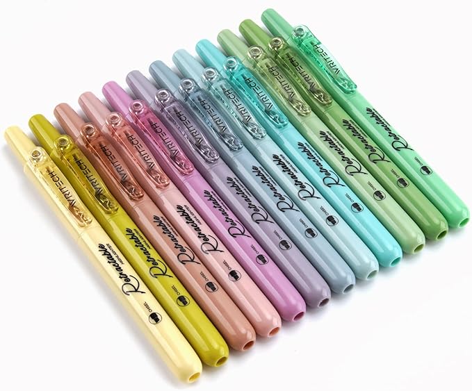 WRITECH Retractable Highlighters Assorted Colors: Chisel Tip Click Aesthetic Highlighter Marker Pens Pack Multi Colored Ink No Bleed Smear for Highlighting Journaling (12ct Neutral)