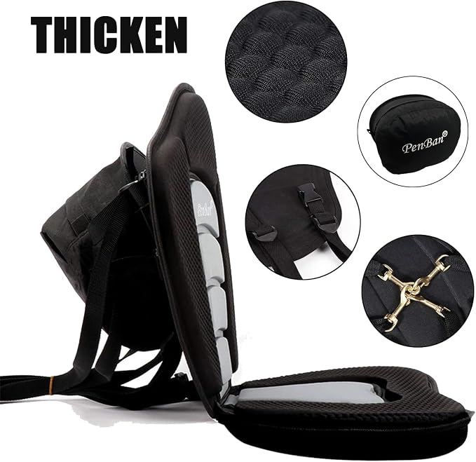 Universal Deluxe Kayak Seat Cushion with Storage Bag for Kayak,Padded Boat,SUP,Canoe,Fishing Boat,Seats with 4 Adjustable Straps