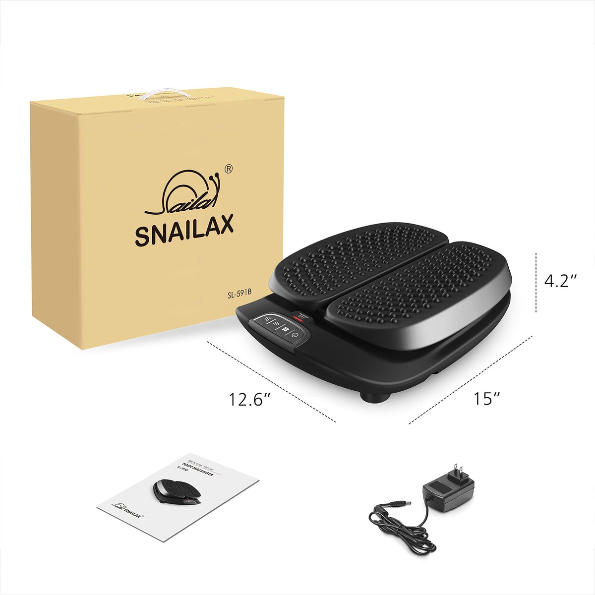 Snailax Foot Massager Machine with Heat,Remote Control, FSA HSA Eligible, Adjustable Vibration Feet Massager Machine Increased Blood Circulation,Plantar Fasciitis, Stress (Black)