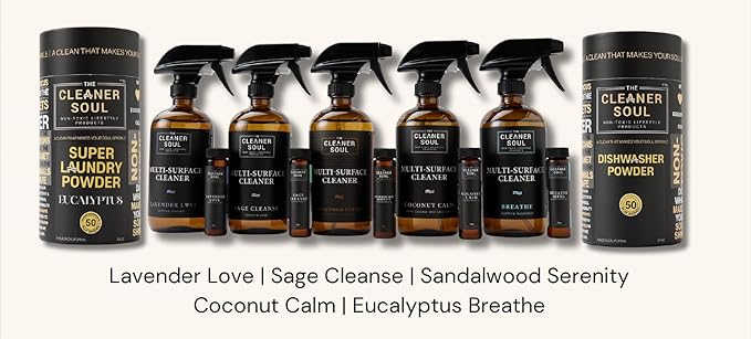 Non-Toxic Multi Purpose Cleaner, Natural Cleaning Spray, Luxurious Refillable Glass Bottle, Essential Oil Fragrance, Safe for All Surfaces, Safe for Animals and Pets, Safe for Humans (Sage Cleanse)