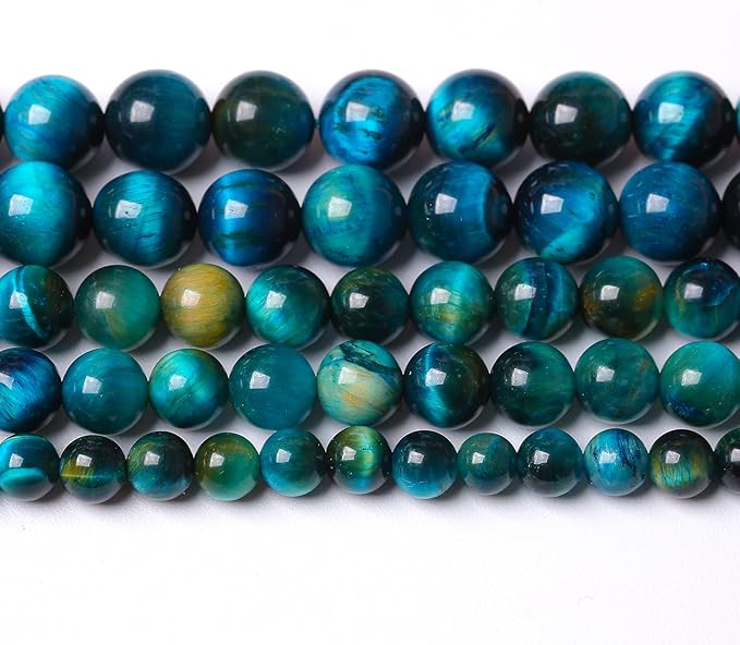10mm 38pcs Natural Blue Tiger Eye Stone Beads Round Loose Beads for Jewelry Making DIY Bracelet Necklace Accessories 15"