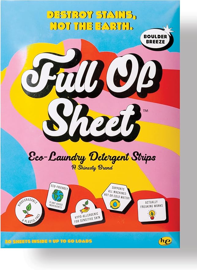 Shinesty Full of Sheet Eco-Laundry Detergent Strips | Hypoallergenic & Plastic Free Laundry Strips (30 Sheets) Boulder Breeze