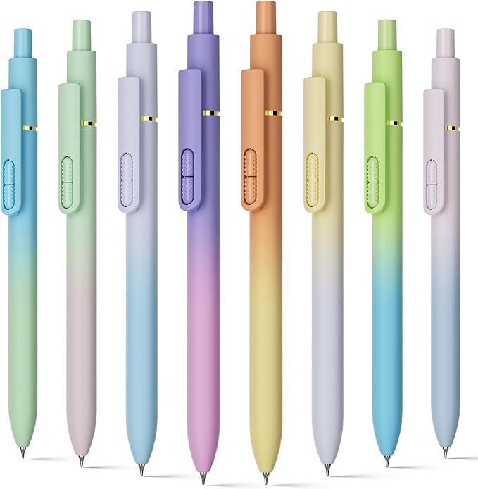 inkipen- 8 Pack Pens, Gel pens Black Ink, Fine Point(0.5mm),Quick-Drying Smooth Writing,School and Office Supplies