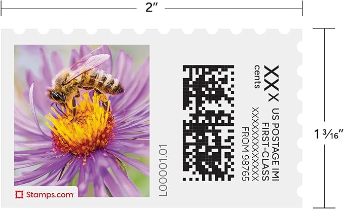 Spring Honeybee NetStamps 1200-Pack (50 Sheets) Printable Postage Labels (Stamps.com Subscription Required) - Print Approved Postage - Inkjet & Laser Printers - Business, Personal, Home