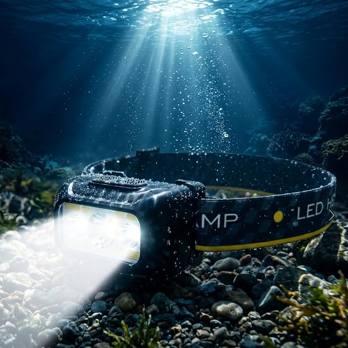 SKYFIRE Rechargeable LED Headlamp 1500 Lumen,30H Long Lasting Head Light with IPX7 Waterproof & 11 Lighting Modes,Motion Sensor 2.12oz Power Headlamp for Camping, Hiking, Running
