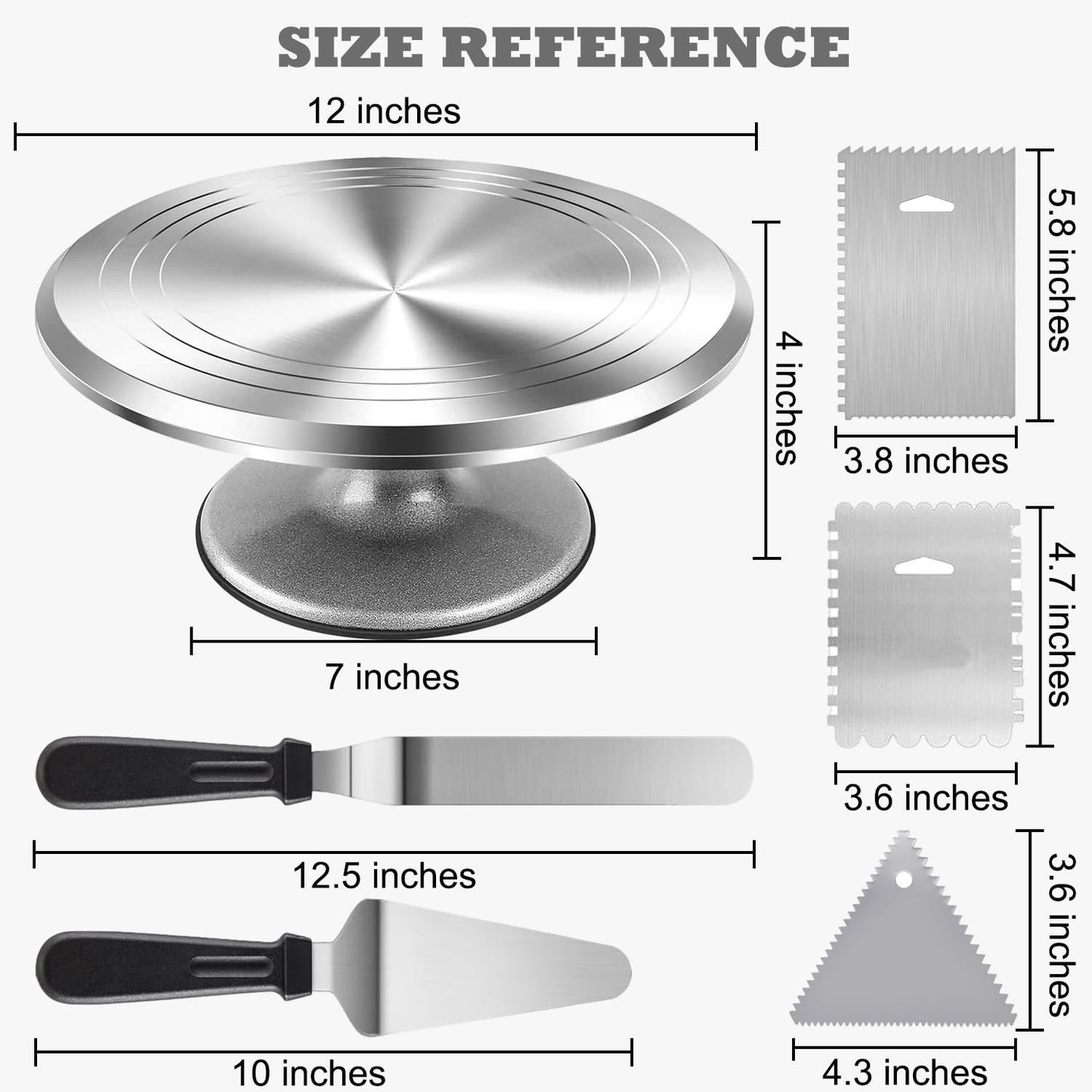 12 Inch Aluminium Rotating Cake Stand Turntable, Cake Decorating Kit Supplies with Icing Piping Tips, Frosting Spatulas, Pastry Bags, Scrapers and Other Cake Decorating Tools (85Pcs)