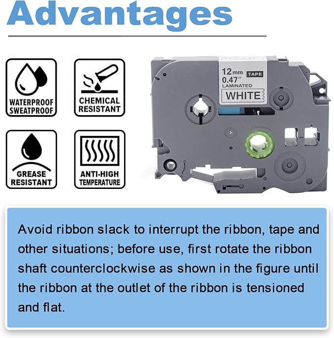 GREENARK Compatible TZe-231 label tape TZe231 TZ TZE 231 Replacement for Brother Black on White Replacement for Brother P-Touch P Touch Label Maker PT-J100 PT-J100W PT-120 PT160 etc (12mm x 8m),4-Pack