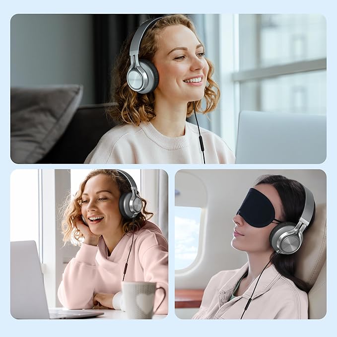 AILIHEN C90 Wired Headphones with Microphone Volume Control, Noise Reduction Over Ear Headphones Wired 3.5mm, Super Soft Corded Headphone for Cellphones, Tablet and Chromebook (Grey)