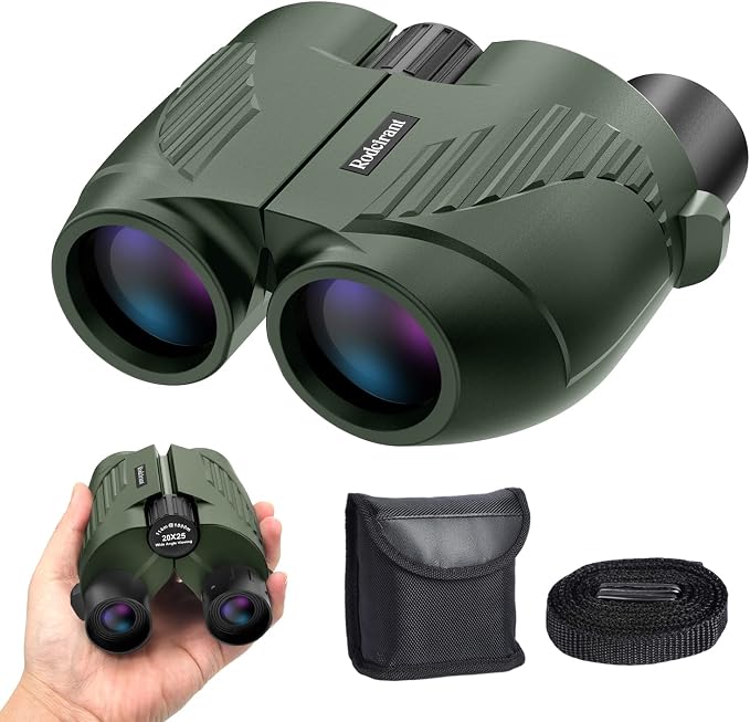 20x25 High Powered Binoculars for Adults,Compact HD Waterproof Durable and Clear BAK4 Prism FMC Lens,Suitable for Bird Watching,Sightseeing and Outdoor Sports,Green