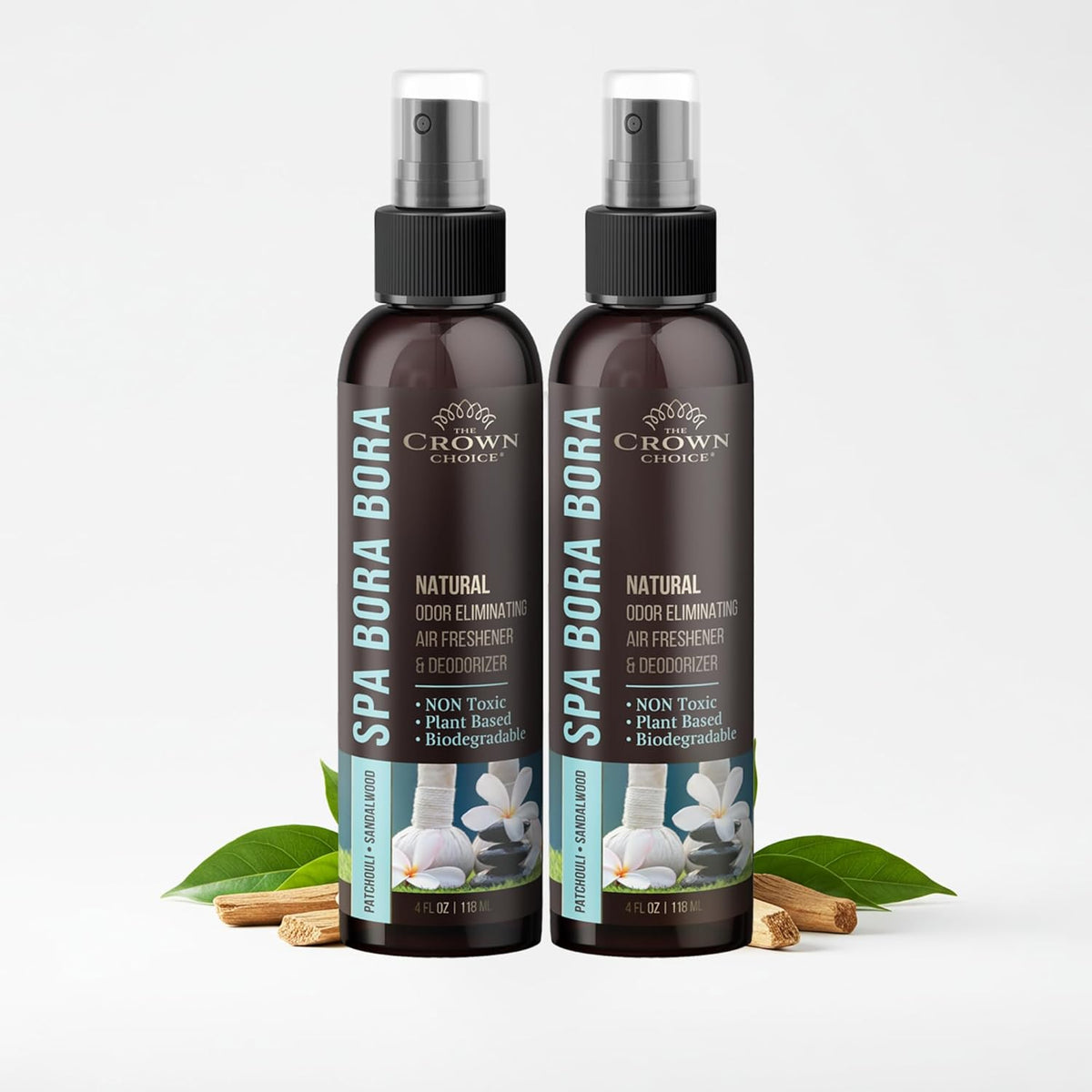 Non-Toxic Odor Eliminator, Natural Sandalwood & Patchouli Air Freshener Spray for Home, Room, Closet & Couch Deodorizer, Long Lasting Bathroom & Toilet Freshener, Safe for Kids & Pets,2PK, 4 oz each