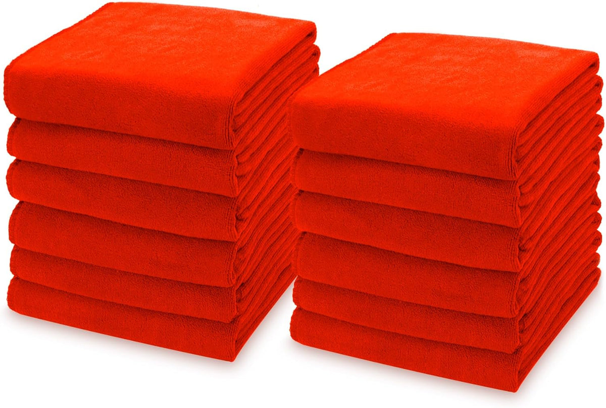 kimteny 13x28 Inches Kitchen Cloth Dish Towels, 400 GSM Premium Dishcloths, Super Absorbent Coral Velvet Microfiber Cleaning Cloths, Fast Drying Rags for Washing Dishes (12 Pack, Red)