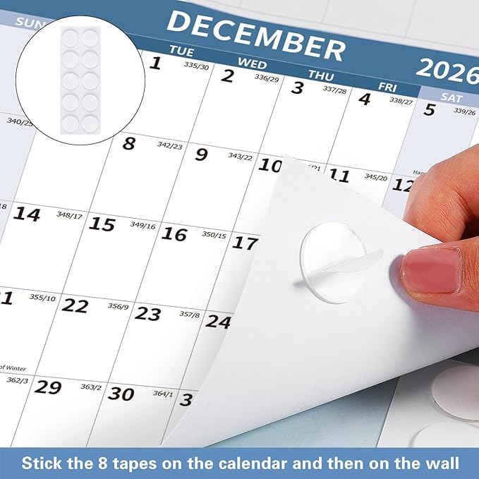 2026 Wall Calendar 34.8" x 22.8" Large Vertical Yearly Wall Hanging Calenda with Julian Date Thick Paper Calendar 12 Month Annual Wall Planner for Wall Office Fridge(Blue)