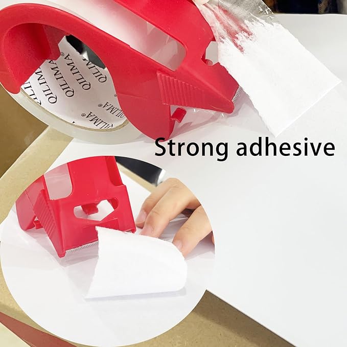 QILIMA 3 Rolls Clear Packing Tape with 3 Dispenser, Total 180 Yard,Heavy Duty Packaging Tape Designed for Moving Boxes, Shipping, Office, 2Mil 2 Inch x 60 Yard