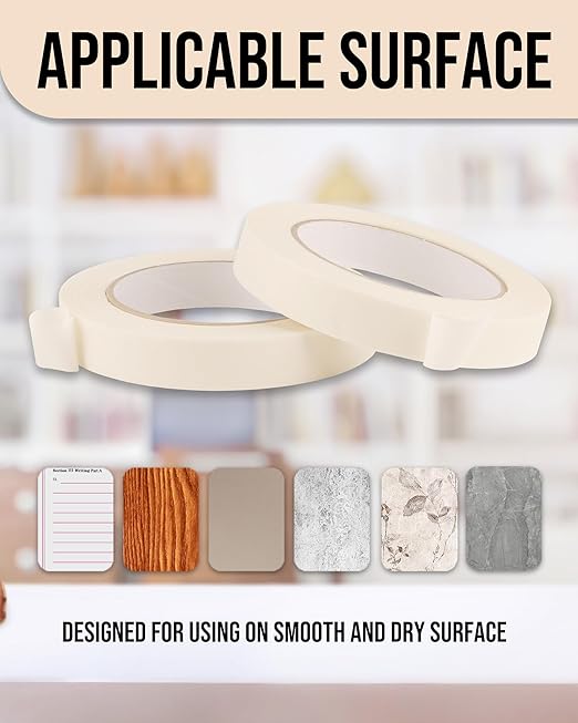 Lichamp Masking Tape, White Painter Tape 1 inch and 2 inch Wide, 10+5 Pack White Tapes Bulk, Total 825 Yards