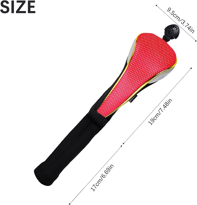 Andux 2Pcs/Set Long Neck Gold Golf Hybrids Club Head Covers with Dial No. Tag MT/HY13