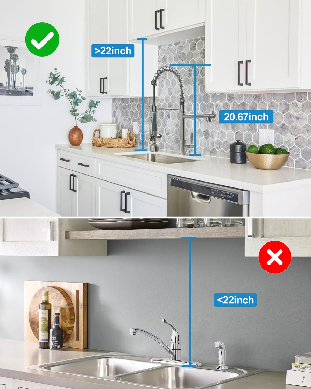 Fapully Commercial Single Handle Pull Down Sprayer Brushed Nickel Kitchen Faucet, Kitchen Sink Faucet with LED Light