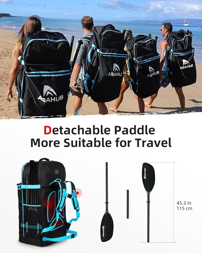 Abahub Adjustable Kayak Paddle 210-230 cm/ 230-250 cm Floating Kayaking Oars Boating Oars Canoeing Oars Black