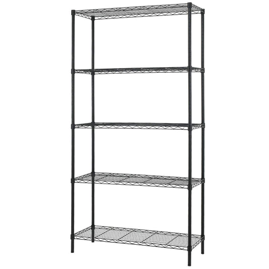 FDW 14" D x 36" W x 72" H 5-Shelf Wire Shelving Adjustable Metal Shelf Large Storage Shelves Heavy Duty Height Commercial Grade Steel Layer Shelf 1250 LBS Capacity,Black