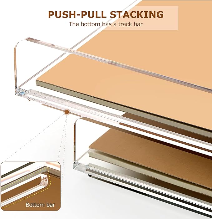 SANRUI 4 Tier Stackable Paper Letter Tray, Acrylic Vertical File Tray A4 Desk Organizer and Accessories Sorter Trays, Clear Workspace Office Supplies Organizers,12inx9.25inx6.6in
