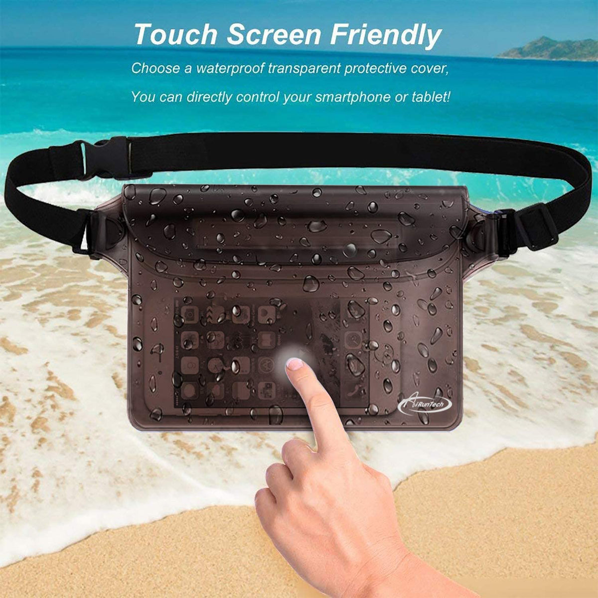 AiRunTech Waterproof Fanny Pack,Waterproof Pouch for Phone Passport Wallet Purse with Waist Strap,Floating Waterproof Bags for Travel Beach Swimming Kayaking Boating Pool Accessories