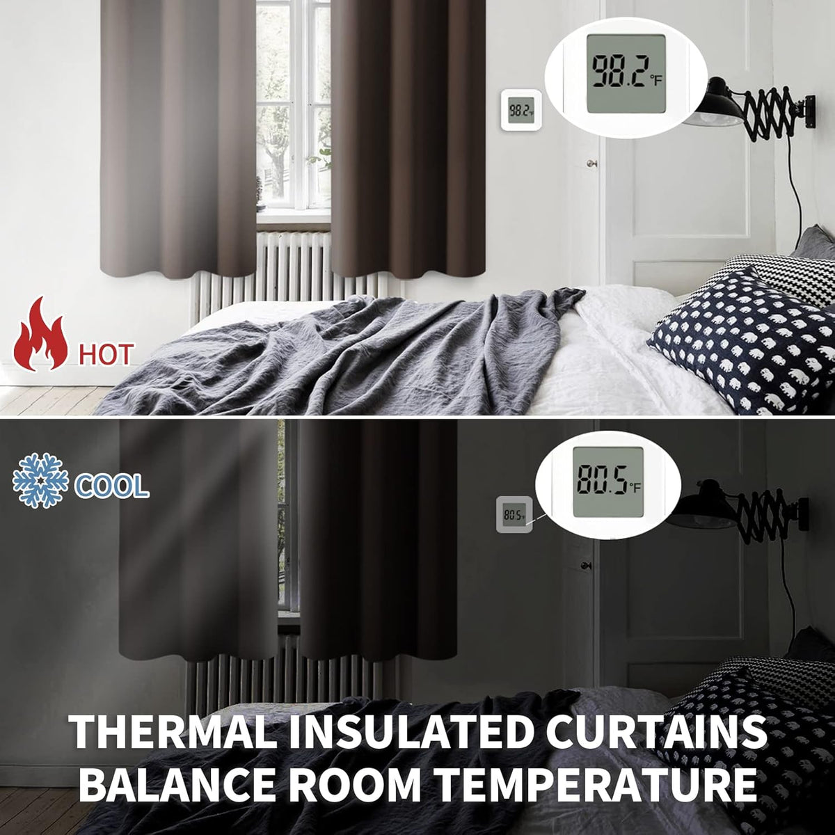 BGment Brown Blackout Curtains 45 Inch Long for Bedroom Kitchen Window - Short Length Chocolate Thermal Insulated Darkening Drapes with Rod Pocket for Bathroom, 42 x 45 Inch, 2 Panels