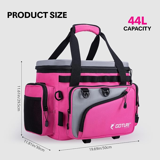 Goture Pink Fishing Rod and Reel Combos with Cooler Tackle Bag, 6FT-9FT Telescopic Fishing Pole with Spinning Reel,4 3600 Trays,Lures,Pliers,Travel Full Kit for Freshwater Saltwater, Women/Beginners