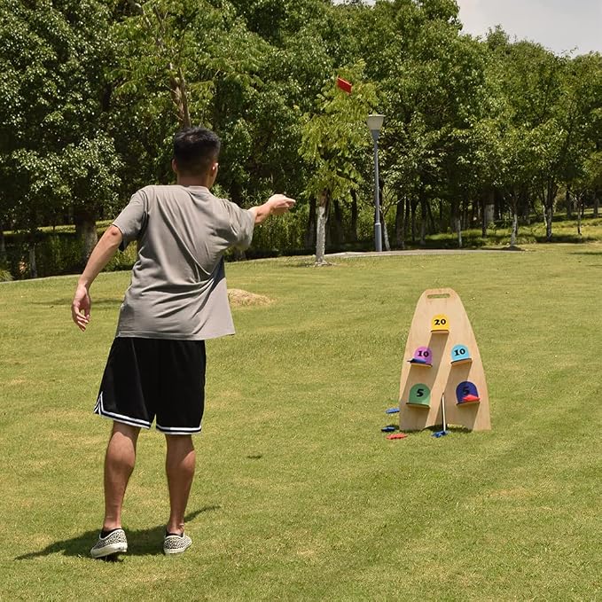NI-ROU Vertical Cornhole Game with 8pcs Bags Wood Bean Bag Toss Games for Kids and Adults Outdoor & Indoor Use