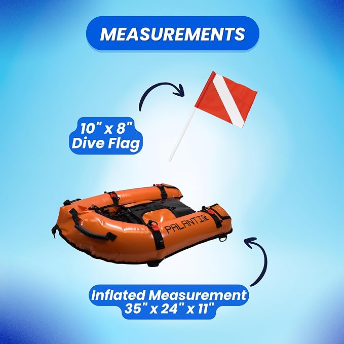 Palantic Scuba Diving Inflatable Gangway Float Boat with Dive Flag & Air Pump, Orange