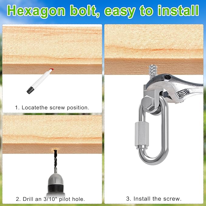 SELEWARE Heavy Duty 304 Stainless Steel Swing Hangers Set of 2, 180° Rotation Porch Swing Hardware for Playground, Yoga Hammock, Punching Bag & Outdoor Swing Sets