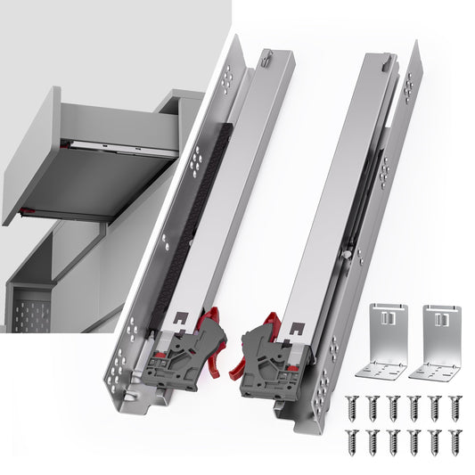 PHWALK 15 Inch Soft Close Undermount Drawer Slides, Full Extension, 100 Lbs Heavy Duty, Concealed Rails with Rear Mount Brackets for 5/8" Side Thickness, Face Frame or Frameless Application (1 Pair)
