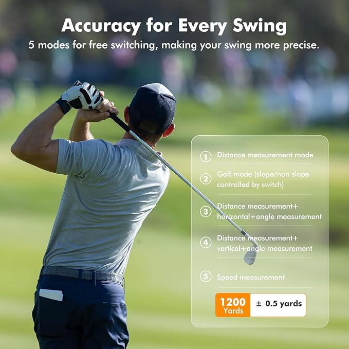 LAZYCAT Golf Rangefinder with Slope,1200 Yards Laser Range Finder Golfing Dimmable,Range Finder Golf 7X Magnification,Flag Lock Vibration,Measure Speed,Rechargeable with Magnet,Golf Gifts for Men