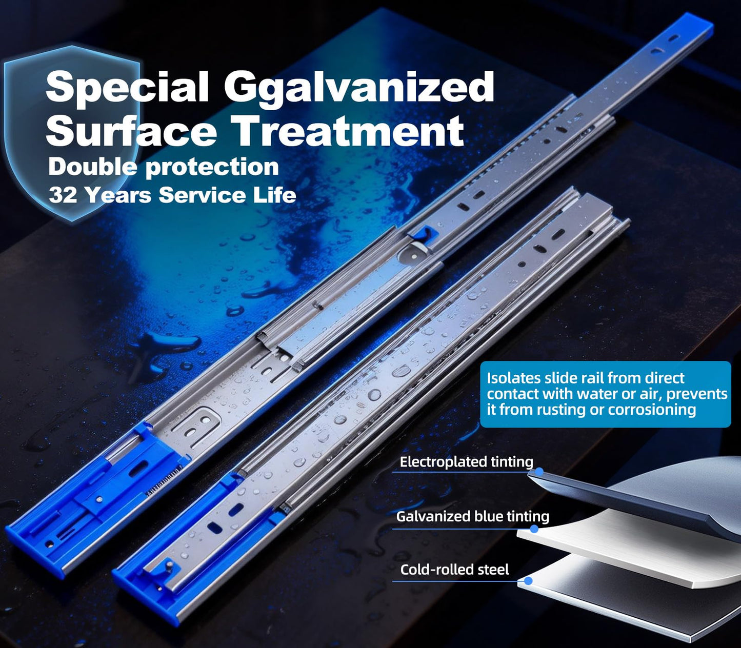 TP-LAIE 16 Inch 200lbs Soft Close Heavy Duty Drawer Slides, Side Mount Rails Full Extension Ball Bearing Cabinet Tool Box Runners Tracks Glides (1 Pair, with M4 Screws)