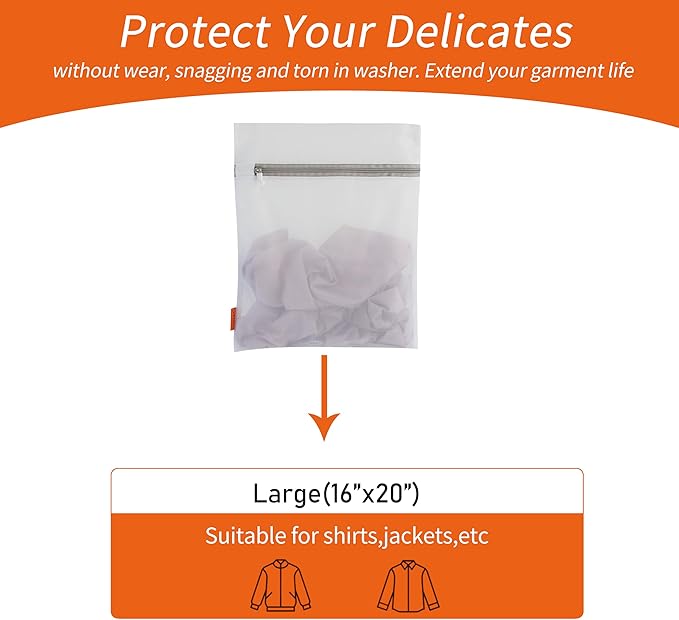 Polecasa 3Pcs 16 x 20 Inches Extra Durable Fine Mesh Laundry Bags with Sturdy Zipper for Delicates, Protect Clothes in Washing Machine, Laundry Room Essentials for College, Dorm (3 Large)