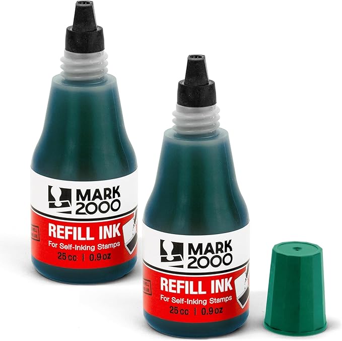 Self-Inking Refill Ink - 2 Pack - Green - 25cc (0.9oz)