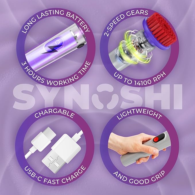 PRO Electric Spin Scrubber, Cordless Cleaning Brush Bathroom Scrubber. Waterproof Shower Cleaner Brush with Adjustable Angles, 2 Speed, 180Min Work Time for Floor, Bathtub, Kitchen, Car, Tub