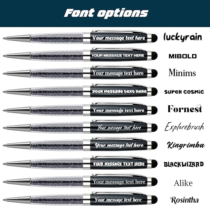 Personalized Crystal Ballpoint Pens with Stylus - Engraved your Name Or Message Pens for Executives, Teachers, and Students. Ideal Gift for Graduations, Promotions 12pcs/Pack