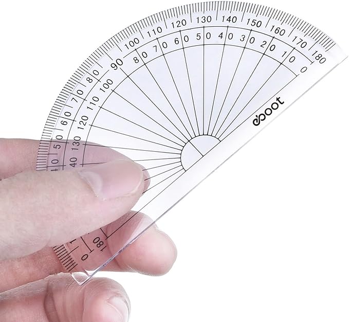 EBOOT 100 Pcs Math Protractors Plastic Protractor 180 Degrees, 4 Inches (Clear)