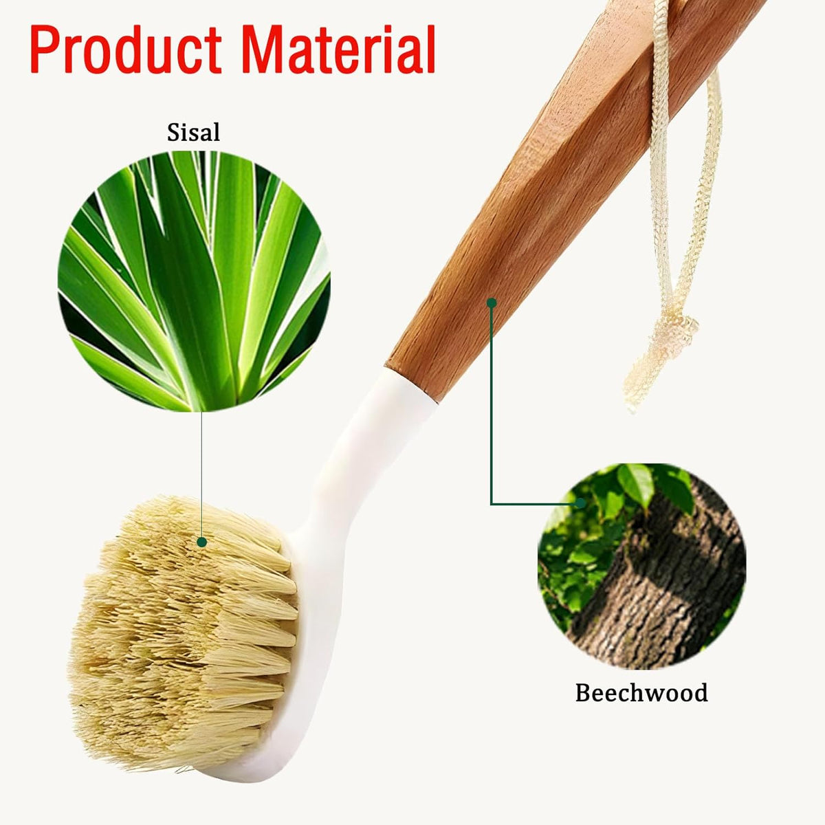 Wooden Dish Brush, Natural Bristle Dish Brushes with Handle, Wooden Handle Soft Scrubber Kitchen Brush for Dishes and Vegetables