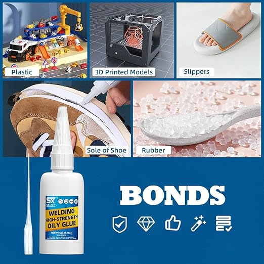 SXhyf Welding High-Strength Oily Glue - 4 Packs Ceramic Glue, Super Glue for Porcelain and Pottery Repair, Glass, Metal, Plastic, Wood, Leather, Crafts, Tile, Rubber and More, 3.52 oz (200 Gram)