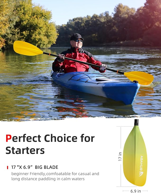 Abahub Adjustable Kayak Paddle 210-230 cm/ 230-250 cm Floating Kayaking Oars Boating Oars Canoeing Oars Black
