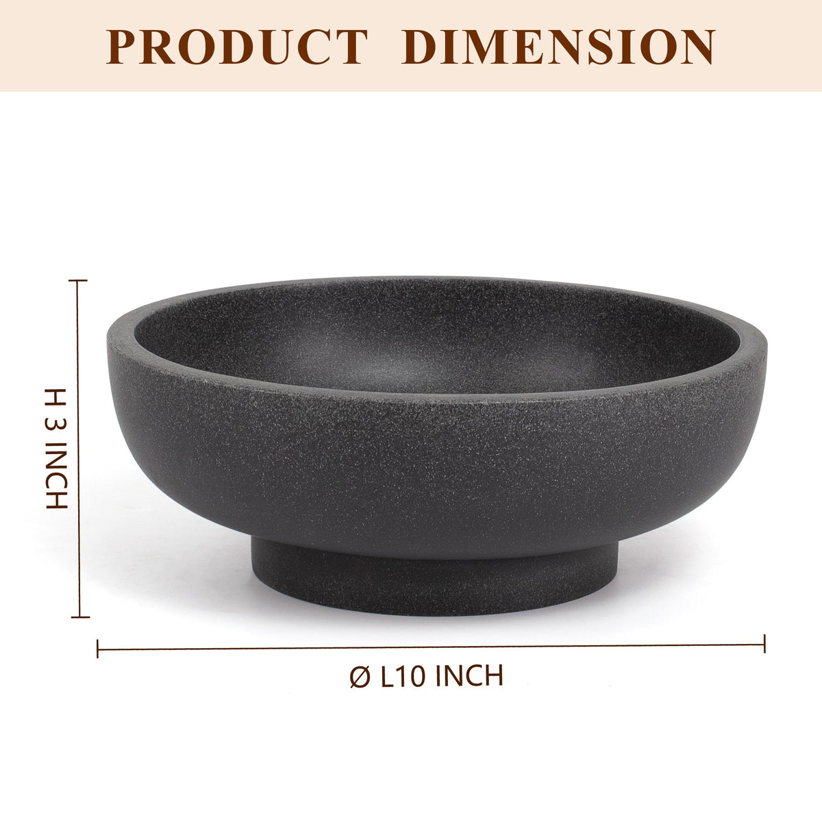 YMXYJM Large Decorative Resin Bowl, Modern Handicraft Bowls for Home Decor, Decorative Fruit Bowl for Kitchen Counter, Stylish Key Bowl for Entry Table, Artificial Stone Black