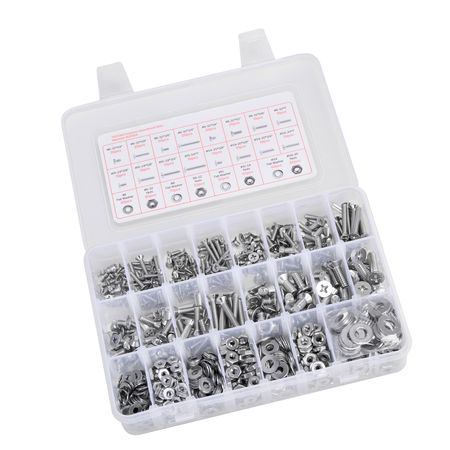 720 Pcs Bolts and Nuts Assortment Kit, Imperial Machine Screws and Flat Washers, Stainless Steel 6-32,8-32,10-24,1/4-20, for Furniture /Equipment/Vehicle Assembly, Silver