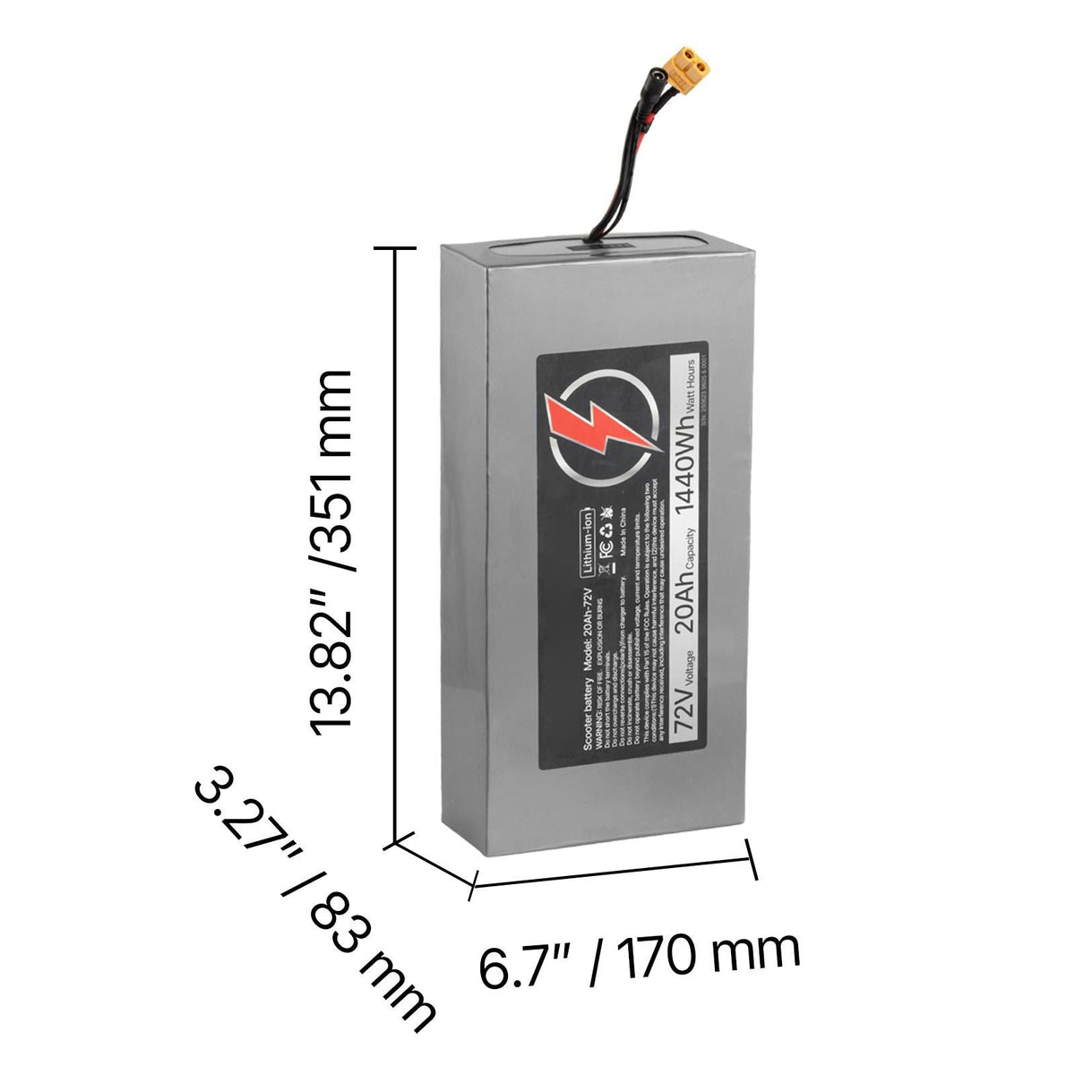 72V Electric Scooter Battery, 20Ah, Ebike Lithium Battery Pack with 50A BMS, Charger, T-Plug Expansion Cable, 500+ Cycles, Compatible with 7200W Motors, for Electric Bikes Bicycles, Scooters