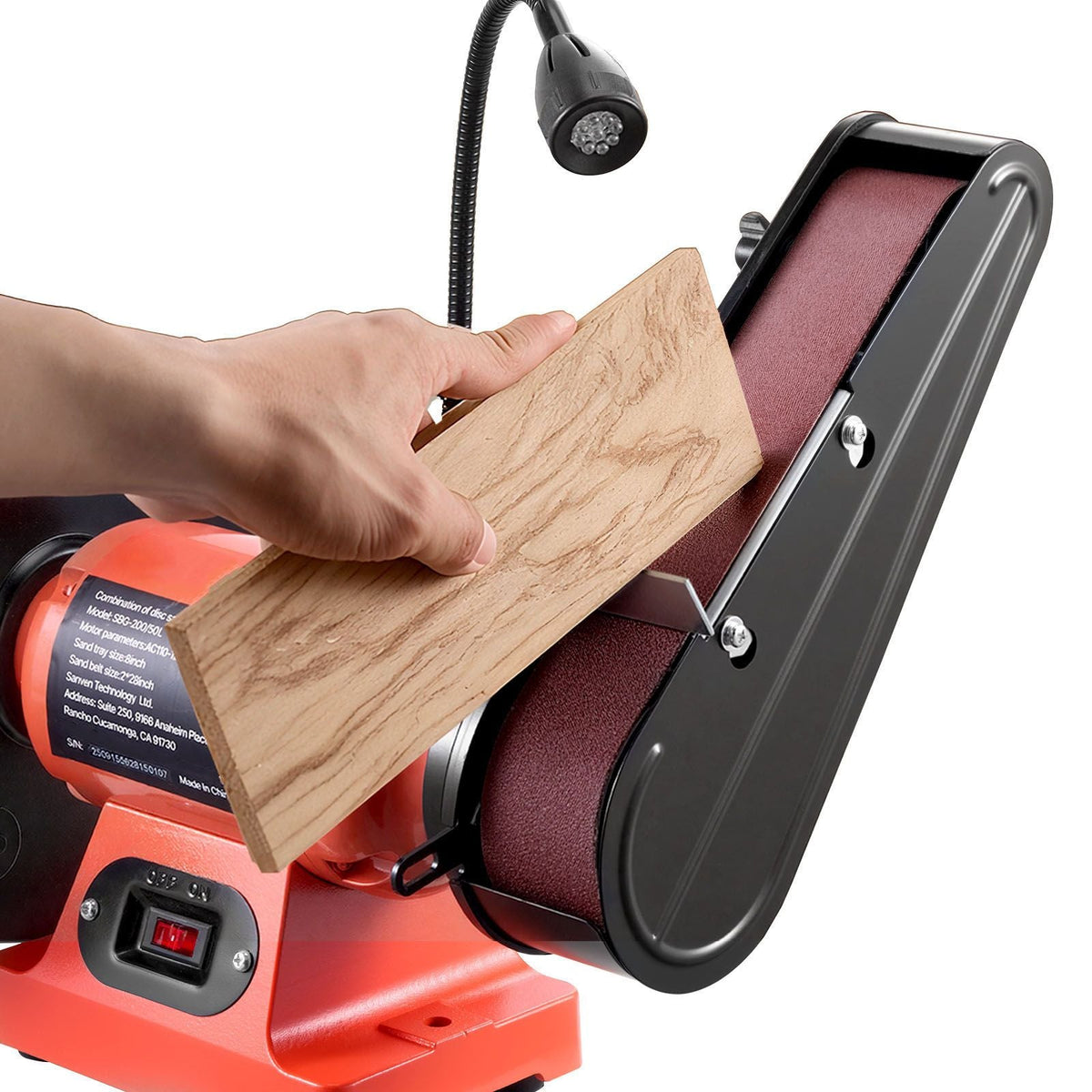 8" Bench Grinder & 2" x 28" Belt Sander Combo, 350W Professional Grinding Sanding Machine with LED Work Light & Protective Eye Shield for Metalworking, Woodworking, Knife Sharpening